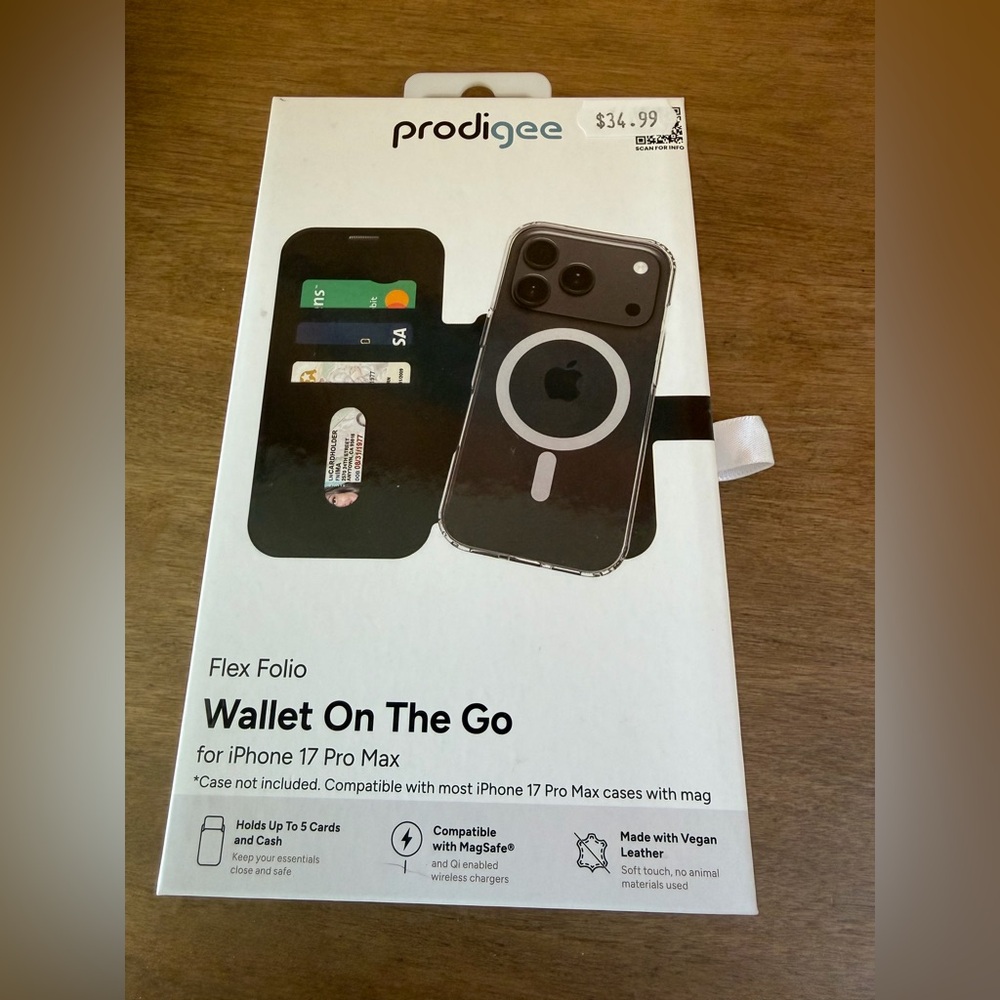 Prodigee Flex Folio Wallet On The Go Case for iPhone 17 Pro Max - Black